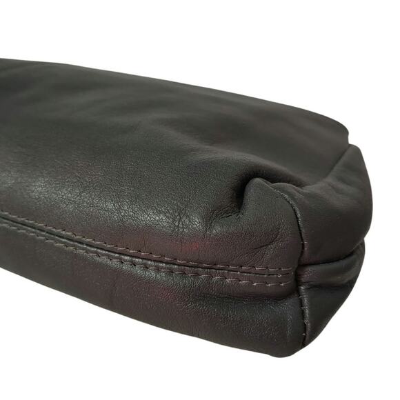 70s Gray Maxi Clutch Faux Leather Foldover Closure Magnetic Clasp 2 Compartments - Picture 2 of 8